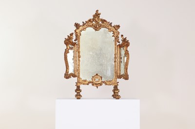 Lot 319 - A giltwood triptych dressing table mirror