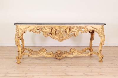 Lot 413 - A large carved wooden console table in the 18th century style