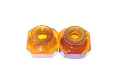 Lot 43 - Two Prussian amber scent bottles