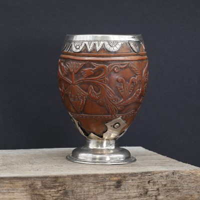 Lot 56 - A George III silver-mounted coconut cup