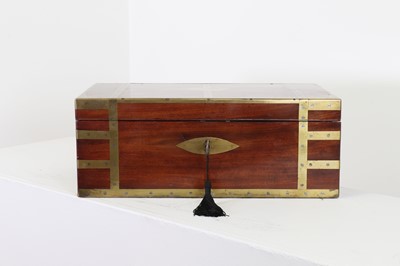Lot 194 - A brass-bound mahogany writing slope