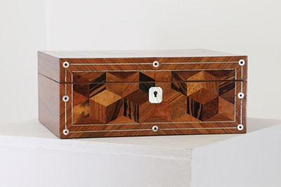 Lot 362 - A Victorian cube parquetry and walnut workbox