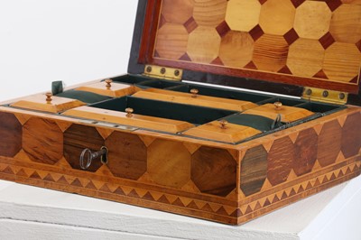 Lot 361 - A specimen parquetry and rosewood workbox