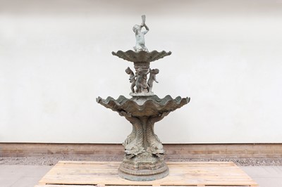 Lot 247 - A large Renaissance-style painted bronze garden fountain