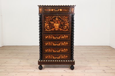 Lot 66 - An ebony, marquetry, ivory and bone escritoire