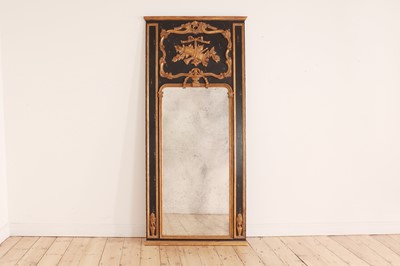 Lot 491 - A Louis XV-style painted trumeau mirror