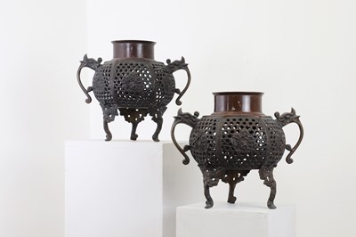 Lot 93 - A pair of incense burners