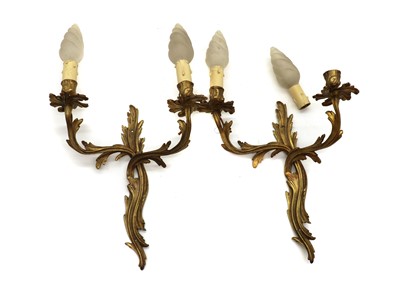Lot 246A - A pair of gilt-metal twin-branch wall lights