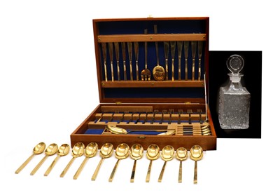Lot 32 - A gilt metal canteen for six settings