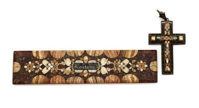 Lot 170 - A Bohemian Karlsbad pietra dura mourning cross