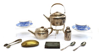 Lot 175 - A leather cased picnic set