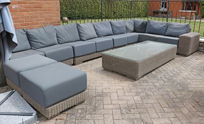 Lot 451 - A Bridgman rattan modular garden sofa