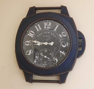 Lot 448 - An oversized toleware wall clock