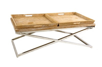 Lot 418 - A limed oak and chrome coffee table