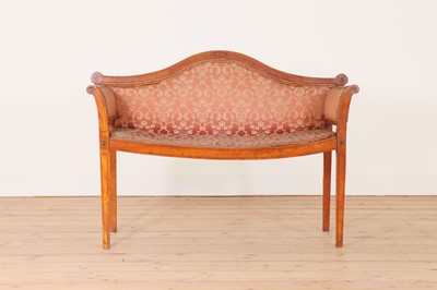 Lot 95 - An Edwardian strung and inlaid satinwood window seat