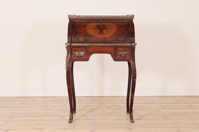 Lot 293 - An inlaid rosewood and marquetry cylinder bureau