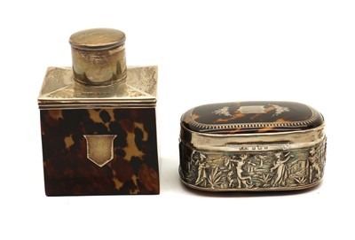 Lot 15 - A late Victorian silver and tortoiseshell tea canister