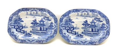 Lot 75 - A pair of pearlware pottery meat plates