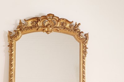 Lot 281 - A Louis XV-style giltwood and gesso overmantel mirror