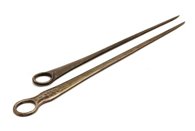 Lot 35A - Two George III silver meat skewers