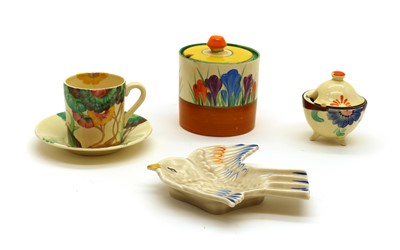 Lot 55 - A Clairce Cliff 'Aurea' pattern coffee can and saucer