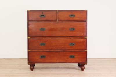 Lot 240 - A mahogany or teak campaign chest
