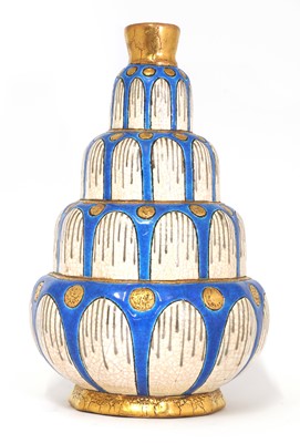 Lot 242 - A Longwy pottery 'fountain' vase