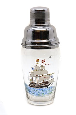 Lot 96 - A chrome-plated and glass cocktail shaker