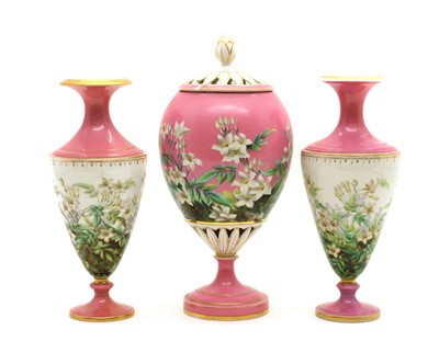 Lot 65 - A Victorian porcelain vase garniture