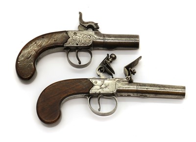 Lot 72 - A 46 bore percussion pocket pistol by Smith, London and a 60 bore flintlock pocket pistol (2)