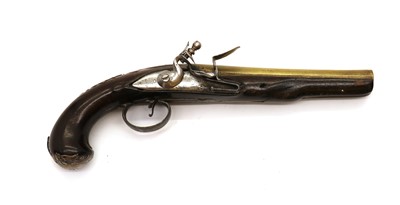 Lot 68 - A brass barrelled flintlock holster pistol