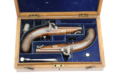 Lot 89 - A cased pair of 40 bore percussion belt pistols by Thompson, Edinburgh