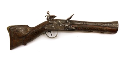 Lot 275 - A Turkish flintlock short Blunderbuss