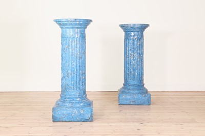 Lot 34 - A pair of blue imitation marble columns