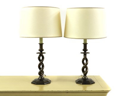 Lot 424 - A modern pair of table lamps and shades