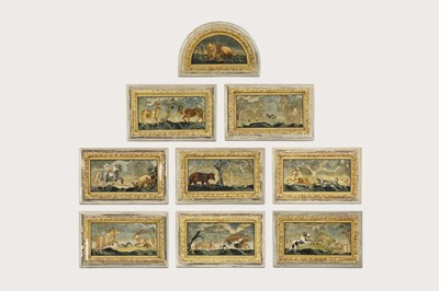 Lot 106 - A set of nine pietra dura panels