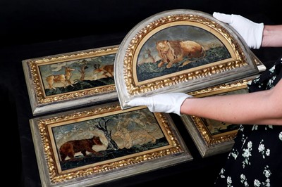Lot 106 - A set of nine pietra dura panels
