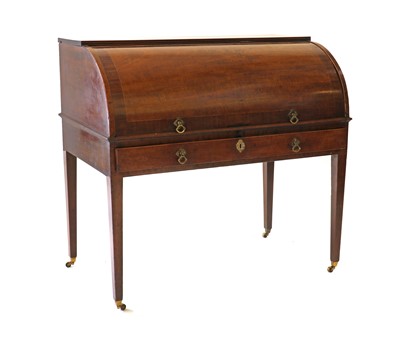 Lot 468 - A George III mahogany cylinder bureau