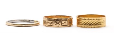 Lot 51 - Three gold wedding rings