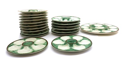 Lot 88 - A set of eighteen Longchamp majolica oyster plates