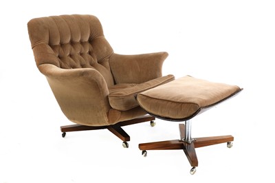 Lot 364 - A rosewood armchair and ottoman
