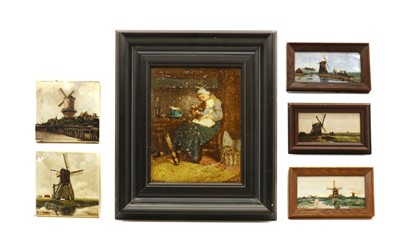 Lot 48 - A Rozenburg den Haag painted tile picture