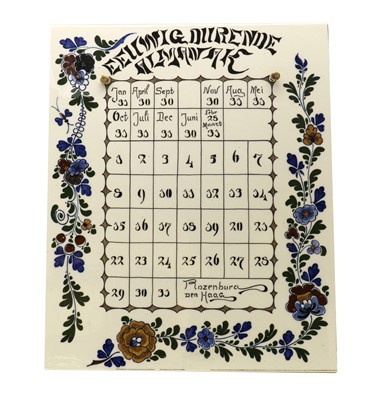 Lot 73 - A Rozenburg den Haag pottery calendar