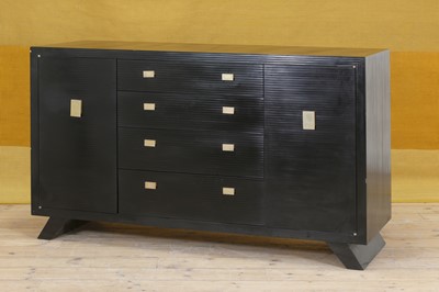 Lot 576 - A black-lacquered credenza