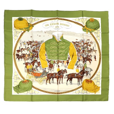 Lot 1503 - An Hermes vintage scarf, On Epsom Downs 1836