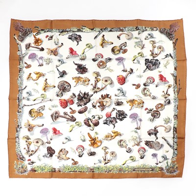 Lot 1504 - An Hermes vintage scarf, Champignons