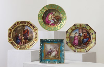 Lot 301 - A Vienna-style pair of octagonal plates