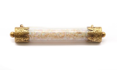 Lot 7 - A Victorian opal and glass bar brooch