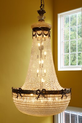 Lot 269 - A large cut-glass and gilt-metal 'tent and bag' chandelier