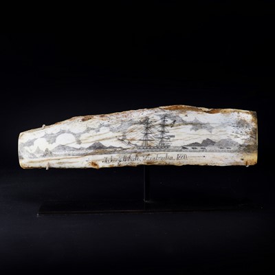 Lot 89 - A scrimshaw pan-bone panel